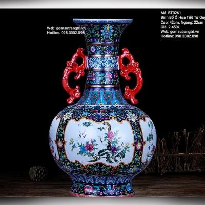BÌNH BỔ Ô HỌA TIẾT TỨ QUÝ - SẢN PHẨM GỐM SỨ THỦ CÔNG CAO CẤP - QUÀ TẶNG SANG TRỌNG VÀ ĐẲNG CẤP